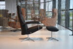 Gealux Carlo Volo design (relax)fauteuil zonder voetklep in leer zwart met hokker