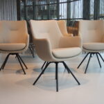 4 x Gealux Seattle / Miami / Movani Sanne eetkamerstoel draai in rundleer kleur porselein. Direct leverbaar.