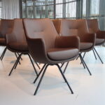 6 x Gealux Seattle / Miami / Movani Sanne eetkamerstoel draai in rundleer kleur bruin. Direct leverbaar.