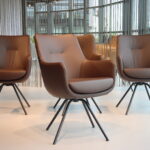 4 x Gealux Seattle / Miami / Movani Sanne eetkamerstoel draai in rundleer kleur bruin.