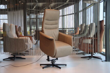 Elektrisch verstelbaar relaxfauteuil / sta op stoel Fabulous5 F3-100N in rundleer van De Toekomst met 2 motoren,