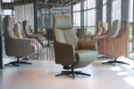 Moderne sta op stoel draai / relaxfauteuil in rundleer Twinz TW-110 van Gealux