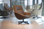 Design draai fauteuil Cartel Living Gigi in Leder Grijs