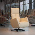 Gealux Relaxfauteuil GLX007-25 Draai in Leer kleur Beige. Direct leverbaar.