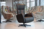 Gealux Relaxfauteuil GLX013-25 Draai in Leer kleur Zwart. Direct leverbaar.