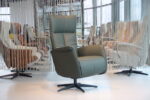 Gealux Relaxfauteuil GLX014-25 Draai in Leer kleur Groen. Direct leverbaar.