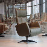 Gealux Relaxfauteuil GLX013-25 Draai in Leer kleur Avocado. Direct leverbaar.