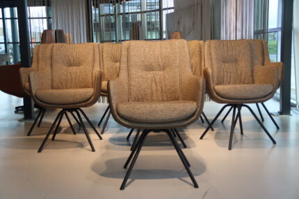 4/6/8/10 Gealux Francisco (Miami/ Sanne / Gareth / Seattle met dekje) eetkamerstoel draai combi leer/stof. Direct uit voorraad leverbaar.