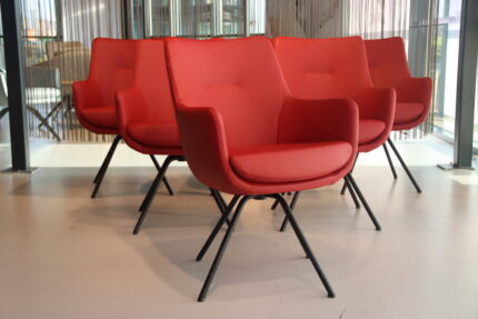 6x Gealux Miami/ Sanne / Gareth / Seattle eetkamerstoel draai in leer kleur Rood. Direct uit voorraad leverbaar.