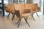 6x Gealux Miami/ Sanne / Gareth / Seattle eetkamerstoel draai in Stof kleur liver/Zand. Direct uit voorraad leverbaar.