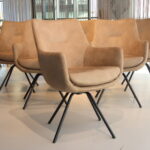 6x Gealux Miami/ Sanne / Gareth / Seattle eetkamerstoel draai in Stof kleur liver/Zand. Direct uit voorraad leverbaar.