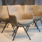 6x Gealux Miami/ Sanne / Gareth / Seattle eetkamerstoel draai in Leer kleur Smog. Direct leverbaar.