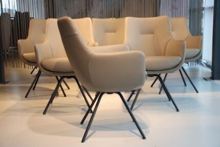 6x Gealux Miami/ Sanne / Gareth / Seattle eetkamerstoel draai in Leer kleur Smog. Direct leverbaar.