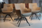 4x Gealux Miami/ Sanne / Gareth / Seattle eetkamerstoel draai in Leer kleur Smog. Direct leverbaar.