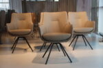4x Gealux Miami/ Sanne / Gareth / Seattle eetkamerstoel draai in Leer kleur Smog. Direct leverbaar. - Afbeelding 5