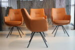 4x Gealux Miami/ Sanne / Gareth / Seattle eetkamerstoel draai in Leer kleur Cognac. Direct leverbaar. - Afbeelding 2