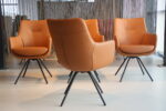 4x Gealux Miami/ Sanne / Gareth / Seattle eetkamerstoel draai in Leer kleur Cognac. Direct leverbaar. - Afbeelding 3