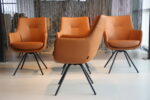 4x Gealux Miami/ Sanne / Gareth / Seattle eetkamerstoel draai in Leer kleur Cognac. Direct leverbaar. - Afbeelding 4