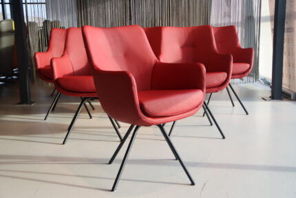 6x Gealux Miami/ Sanne / Gareth / Seattle eetkamerstoel draai in Leer kleur Rood. Direct leverbaar.