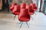 6x Gealux Miami/ Sanne / Gareth / Seattle eetkamerstoel draai in Leer kleur Rood. Direct leverbaar. - Afbeelding 5