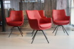 4x Gealux Miami/ Sanne / Gareth / Seattle eetkamerstoel draai in Leer kleur Rood. Direct leverbaar.