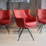 4x Gealux Miami/ Sanne / Gareth / Seattle eetkamerstoel draai in Leer kleur Rood. Direct leverbaar.