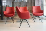 4x Gealux Miami/ Sanne / Gareth / Seattle eetkamerstoel draai in Leer kleur Rood. Direct leverbaar. - Afbeelding 2