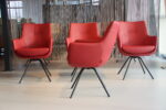4x Gealux Miami/ Sanne / Gareth / Seattle eetkamerstoel draai in Leer kleur Rood. Direct leverbaar. - Afbeelding 4
