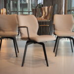 3x Gealux Smiley eetkamerstoel in stof kleur Grijs met draai functie. Direct leverbaar.