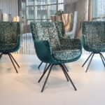 4x Gealux Francisco (Miami/ Sanne / Gareth / Seattle met dekje) eetkamerstoel draai Stof kleur Blauw/Groen. Direct uit voorraad leverbaar.