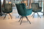 4x Gealux Francisco (Miami/ Sanne / Gareth / Seattle met dekje) eetkamerstoel draai Stof kleur Blauw/Groen. Direct uit voorraad leverbaar.