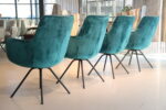 4x Gealux Francisco (Miami/ Sanne / Gareth / Seattle met dekje) eetkamerstoel draai Stof kleur Blauw/Groen. Direct uit voorraad leverbaar. - Afbeelding 5