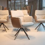 4 x Gealux Phill eetkamerstoel in combi. stof leer met draaipoot. Direct leverbaar.