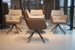4 x Gealux Phill eetkamerstoel in combi. stof leer met draaipoot. Direct leverbaar.