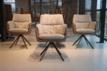 4 x Gealux Phill eetkamerstoel in combi. stof leer met draaipoot. Direct leverbaar. - Afbeelding 4