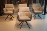 4 x Gealux Phill eetkamerstoel in combi. stof leer met draaipoot. Direct leverbaar. - Afbeelding 5