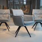 3x Gealux Phill eetkamerstoel in Leer Polo kleur Blauw met draai functie. Direct leverbaar.