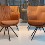 4x Gealux Francisco (Miami/ Sanne / Gareth / Seattle met dekje) eetkamerstoel draai leer kleur Cognac. Direct uit voorraad leverbaar.