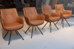 4x Gealux Francisco (Miami/ Sanne / Gareth / Seattle met dekje) eetkamerstoel draai leer kleur Cognac. Direct uit voorraad leverbaar. - Afbeelding 7
