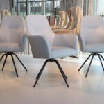 3 x Gealux Renate eetkamerstoel in leer met draaifunctie. Direct leverbaar.