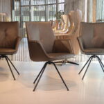 3x Gealux Florence eetkamerstoel in Leer Polo kleur Antraciet met draai functie. Direct leverbaar.