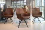 4x Gealux Miami/ Sanne / Gareth / Seattle eetkamerstoel met draai functie in Leer Bnetley kleur Bruin. Direct leverbaar.