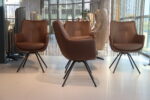 4x Gealux Miami/ Sanne / Gareth / Seattle eetkamerstoel met draai functie in Leer Bentley kleur Bruin. Direct leverbaar. - Afbeelding 2