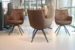 4x Gealux Miami/ Sanne / Gareth / Seattle eetkamerstoel met draai functie in Leer Bentley kleur Bruin. Direct leverbaar. - Afbeelding 3