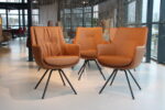 6x Gealux Francisco/Miami eetkamerstoel draaifunctie leer kleur Cognac. Direct uit voorraad leverbaar.