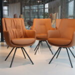 6x Gealux Francisco/Miami eetkamerstoel draaifunctie leer kleur Cognac. Direct uit voorraad leverbaar.