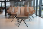 6x Gealux Marriot eetkamerstoel met draaifunctie in Leer kleur Taupe. Direct leverbaar. - Afbeelding 4