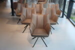 6x Gealux Marriot eetkamerstoel met draaifunctie in Leer kleur Taupe. Direct leverbaar. - Afbeelding 5