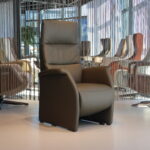 Elektrisch verstelbare relaxfauteuil / relaxstoel met sta op hulp / sta-op-stoel Feelz FZ-R03A06 van Meubelfabriek De Toekomst in Leer kleur Avocado met 2 motoren en een accu. Direct leverbaar.