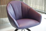 Bijzetfauteuil Levi Gealux draaifunctie met hoge zit in leder Supreme kleur Lavendel. Direct Leverbaar. - Afbeelding 5